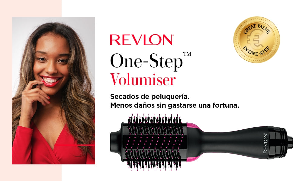 Cepillo Secador y Voluminizador 2 en 1 – 3 Niveles de Calor, 2 Velocidades, Revestimiento Cerámico, Mango Ergonómico – Negro/Rosa - Original