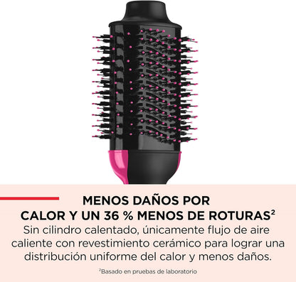 Cepillo Secador y Voluminizador 2 en 1 – 3 Niveles de Calor, 2 Velocidades, Revestimiento Cerámico, Mango Ergonómico – Negro/Rosa - Original
