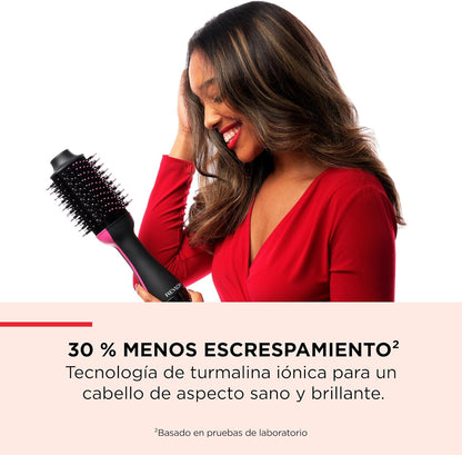 Cepillo Secador y Voluminizador 2 en 1 – 3 Niveles de Calor, 2 Velocidades, Revestimiento Cerámico, Mango Ergonómico – Negro/Rosa - Original